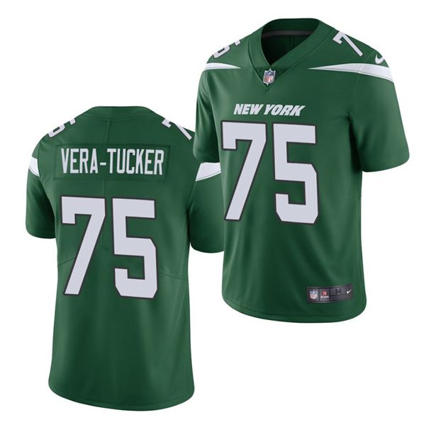 Men's New York Jets #75 Alijah Vera-Tucker 2021 NFL Draft Green Vapor Untouchable Limited Stitched Jersey